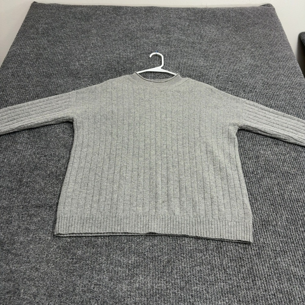Banana Republic Sweater Womens M Grey Ribbed Crew Neck Casual Minimalist